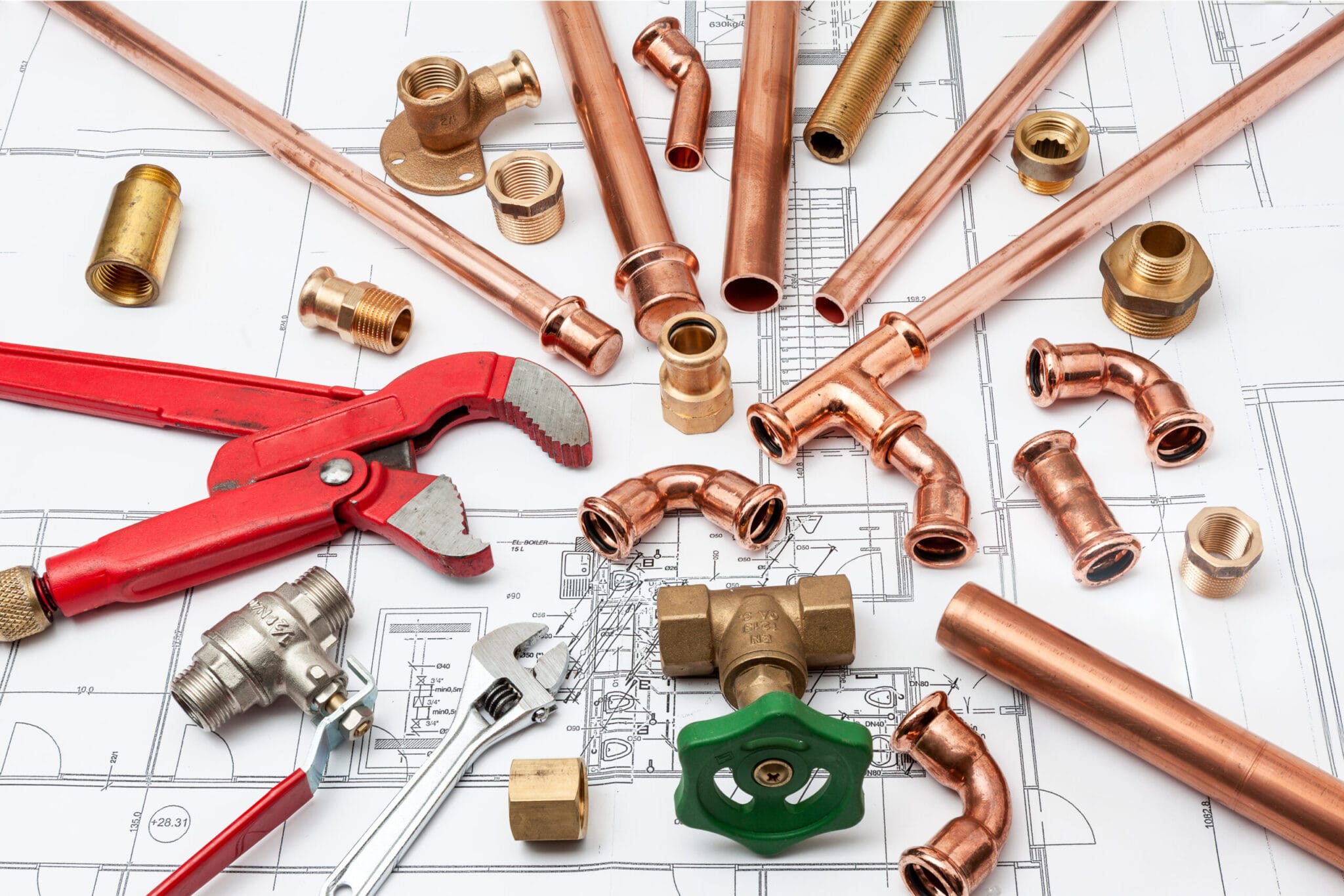 Copper pipe fittings and plumbing parts for Waco, Georgia repairs